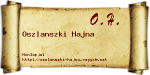 Oszlanszki Hajna névjegykártya